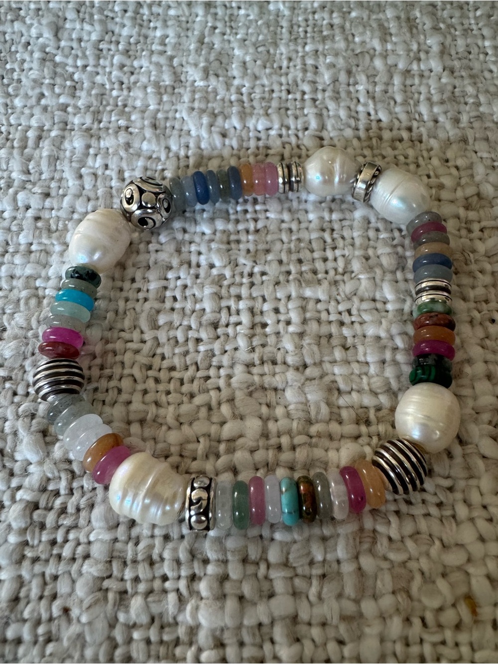 Brighton Multicolor Glass and Freshwater Pearl Stretch Bracelet